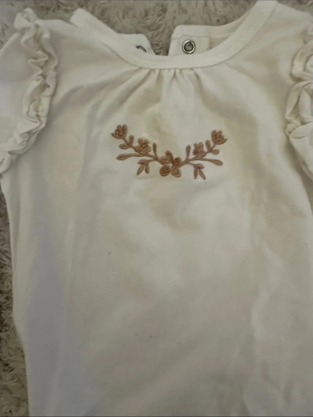 Rachel Zoe 6-9M Cream Ruffle Long-Sleeve Bodysuit with Brown Plaid Pants